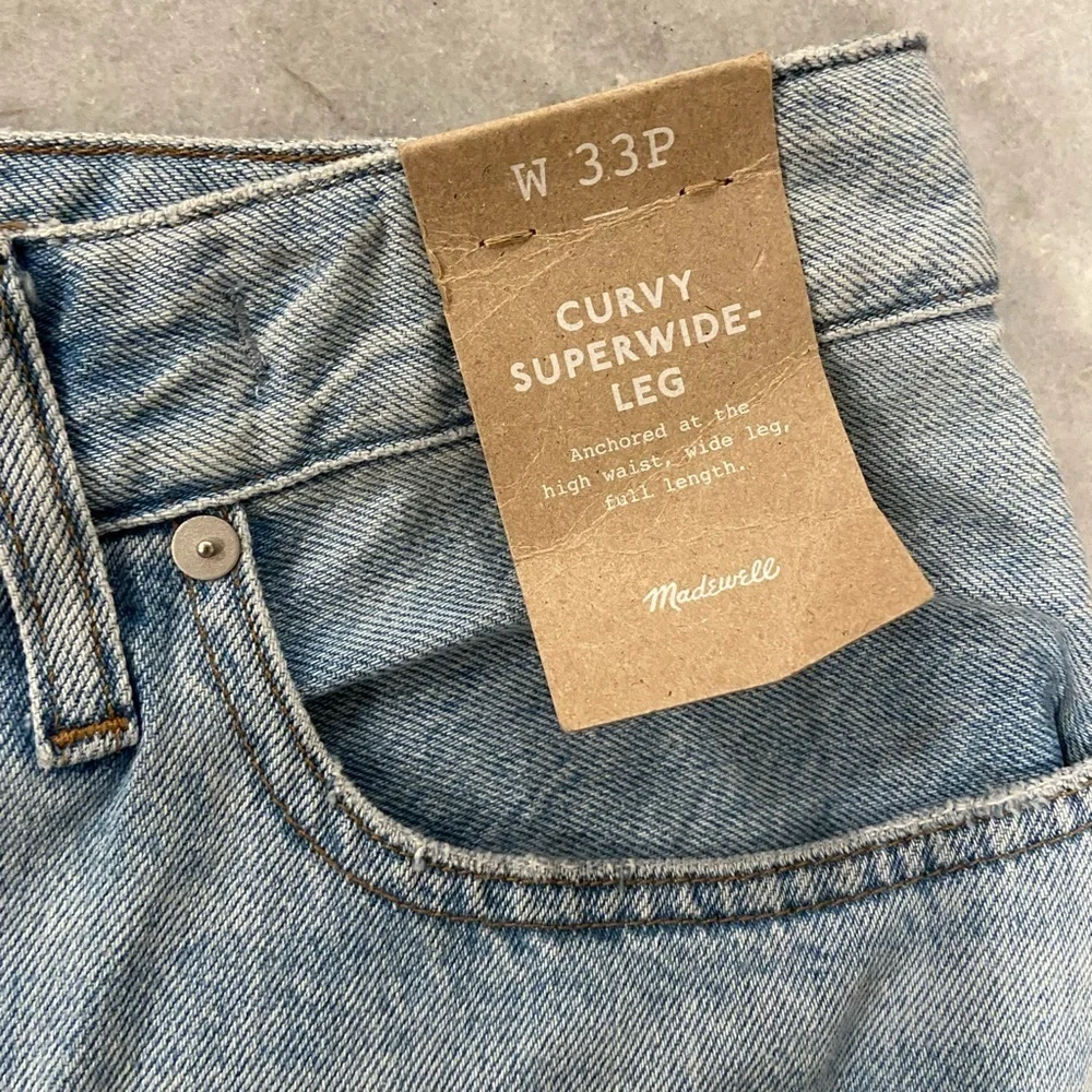 NWT Madewell Size 33P Curvy Super Wide Leg Cotton Denim High Waist Jeans